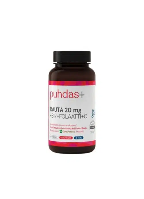 Puhdas+ Iron 20 mg + B12 + Folic acid + Vitamin C 60 capsules