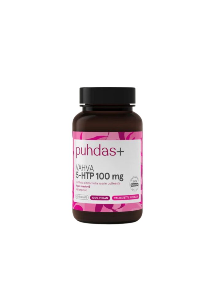 Puhdas+ 5-HTP 100 mg 60 kapslit — toidulisand pakendis