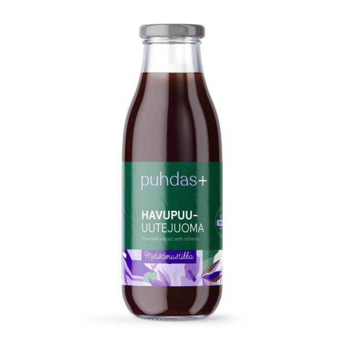 havumustikka.jpg Puhdas+ Okaspuu-ekstraktijook Metsamustikas 1000 ml – männikoorest ja metsamustikast toidulisand